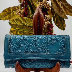 Women's Leather RFID Blocking Trifold Wallet with Embossed Design